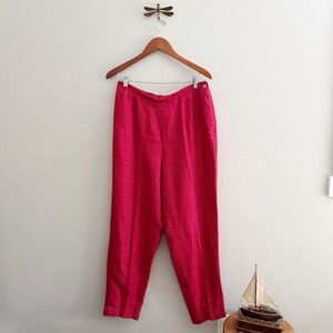Vintage Irish Linen Red High Waisted Straight Leg Trousers size Large